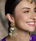 Gold plated kundan multicolor earrings