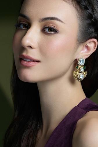 Gold plated kundan earrings