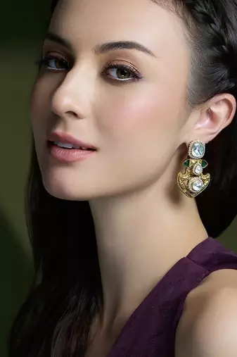 Gold plated kundan earrings