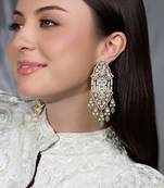 Gold plated kundan pearl earrings