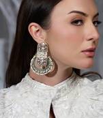 Gold plated kundan pearl earrings