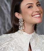 Gold plated kundan pearl earrings