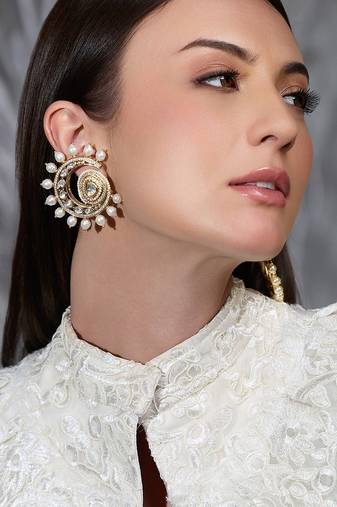 Gold plated kundan earrings