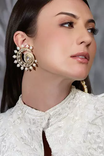Gold plated kundan earrings