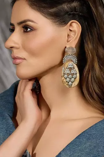 Silver plated oxidized earrings