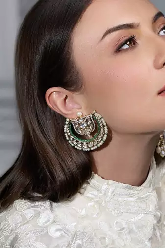 Gold plated kundan earrings