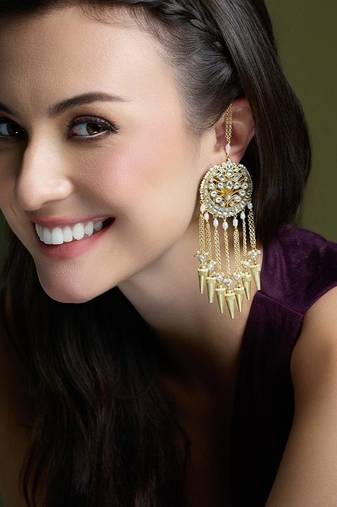 Gold plated kundan earrings