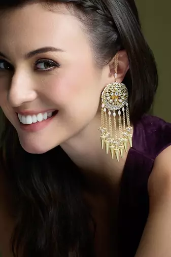 Gold plated kundan earrings