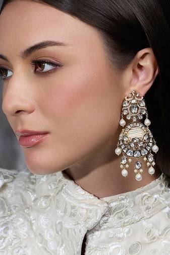 Gold plated kundan earrings