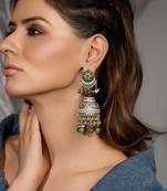 Silver plated kundan earrings