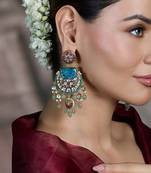 Gold plated kundan multicolor earrings