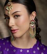 Gold plated kundan multicolor earrings