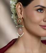 Gold plated kundan multicolor earrings