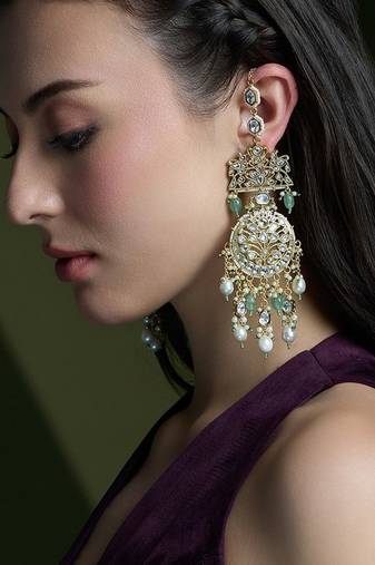 Gold plated kundan earrings