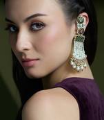 Gold plated kundan pearl earrings