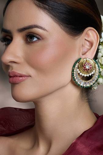 Gold plated kundan earrings