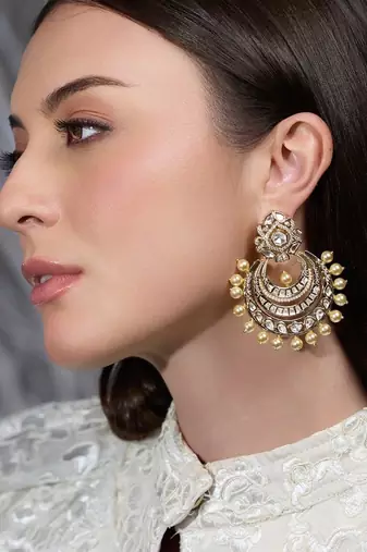 Gold plated kundan earrings