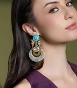 Gold plated kundan multicolor earrings