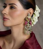 Gold plated kundan multicolor earrings