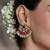 Gold plated kundan red stone earrings