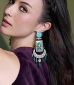 Gold plated kundan multicolor earrings