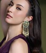 Gold plated kundan green stone earrings