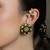 Gold plated kundan green stone earrings