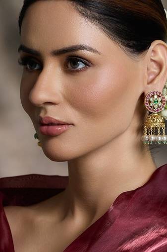 Gold plated kundan earrings
