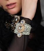 Gold plated kundan pearl bracelet