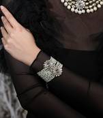 Gold plated kundan pearl bracelet