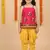 girls pink embroidered kurta with yellow dhoti