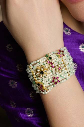 Gold plated kundan bracelet