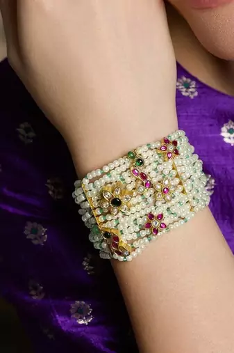 Gold plated kundan bracelet