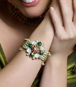 Gold plated kundan multicolor bracelet