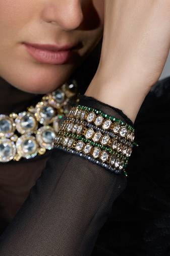 Gold plated kundan bracelet