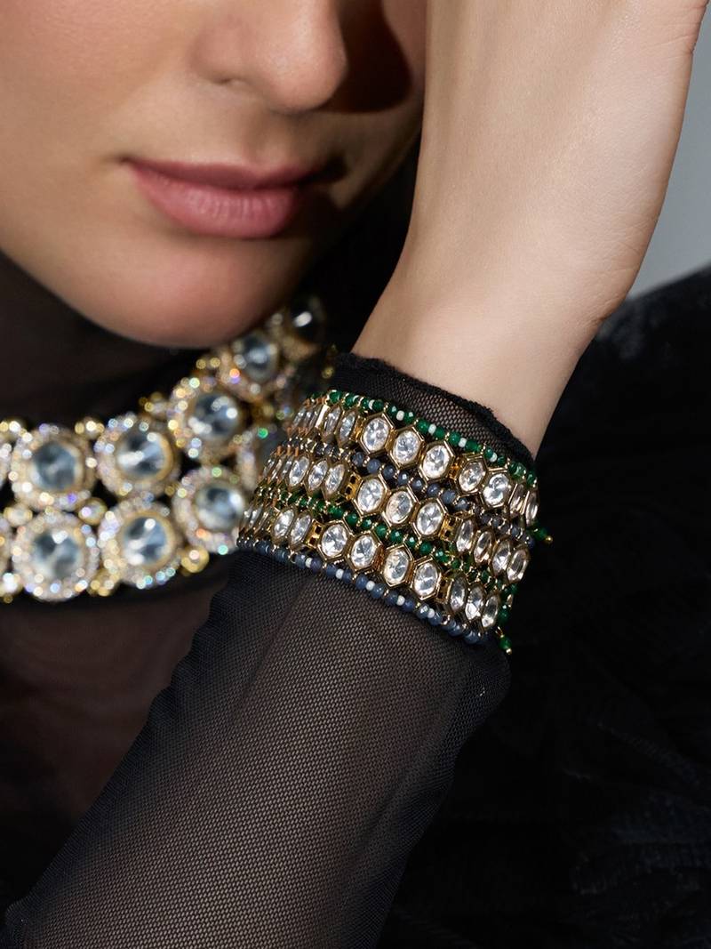 Gold plated kundan bracelet