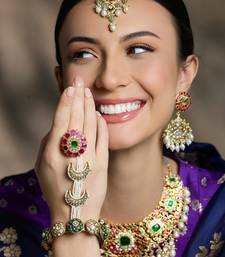 Gold plated kundan multicolor bangle