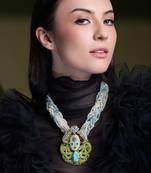 Gold plated kundan multicolor necklace