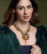 Gold plated yellow stone necklace