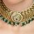 Gold plated kundan green stone choker necklace set