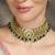 Gold plated kundan green stone choker necklace set