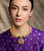 Gold plated kundan Multicolor stone necklace