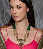 Gold plated kundan multicolor necklace