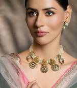 Gold plated kundan multicolor necklace