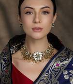 Gold plated kundan necklace set