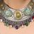 Silver plated kundan multicolor necklace