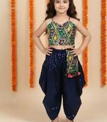 Aglare girls cotton ,satin ,beautiful, dhoti set for girls suit set dark blue