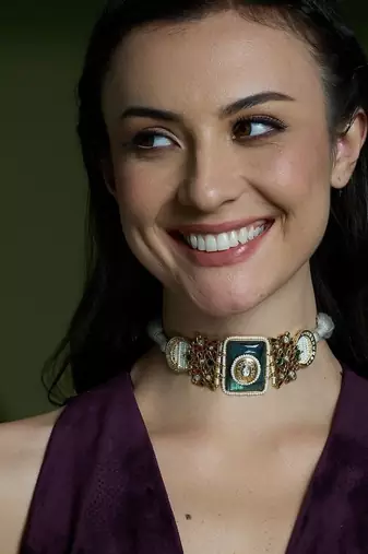 Gold plated Blue Stone choker necklace