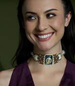 Gold plated Blue Stone choker necklace