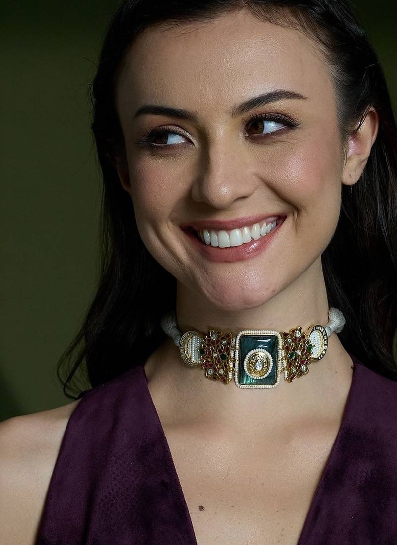 Gold plated Blue Stone choker necklace